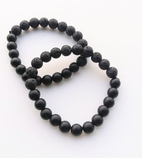 HANDMADE Black Agate/Lava Stone Bracelet