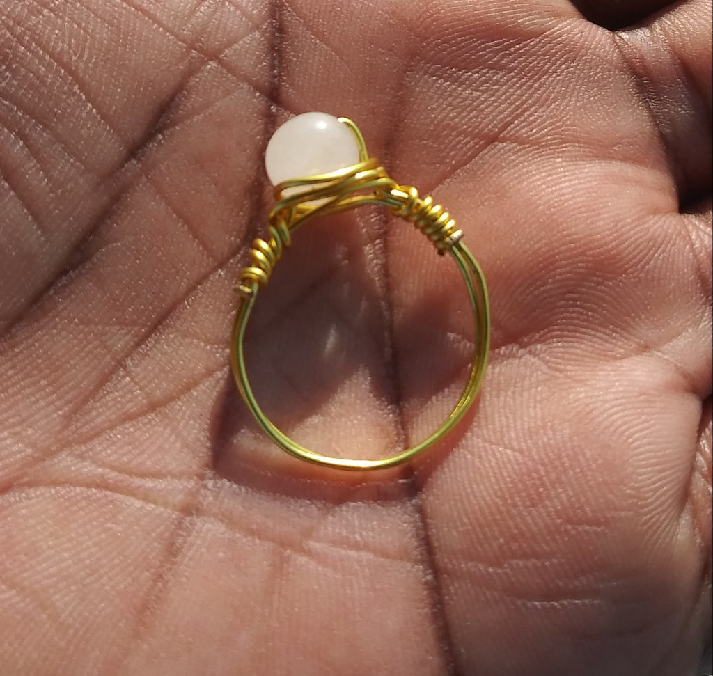Rose Quartz Copper Wire Wrapped Ring
