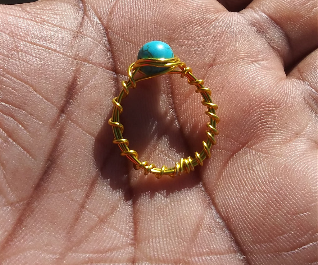 Turquoise Gold Wirewrapped Ring