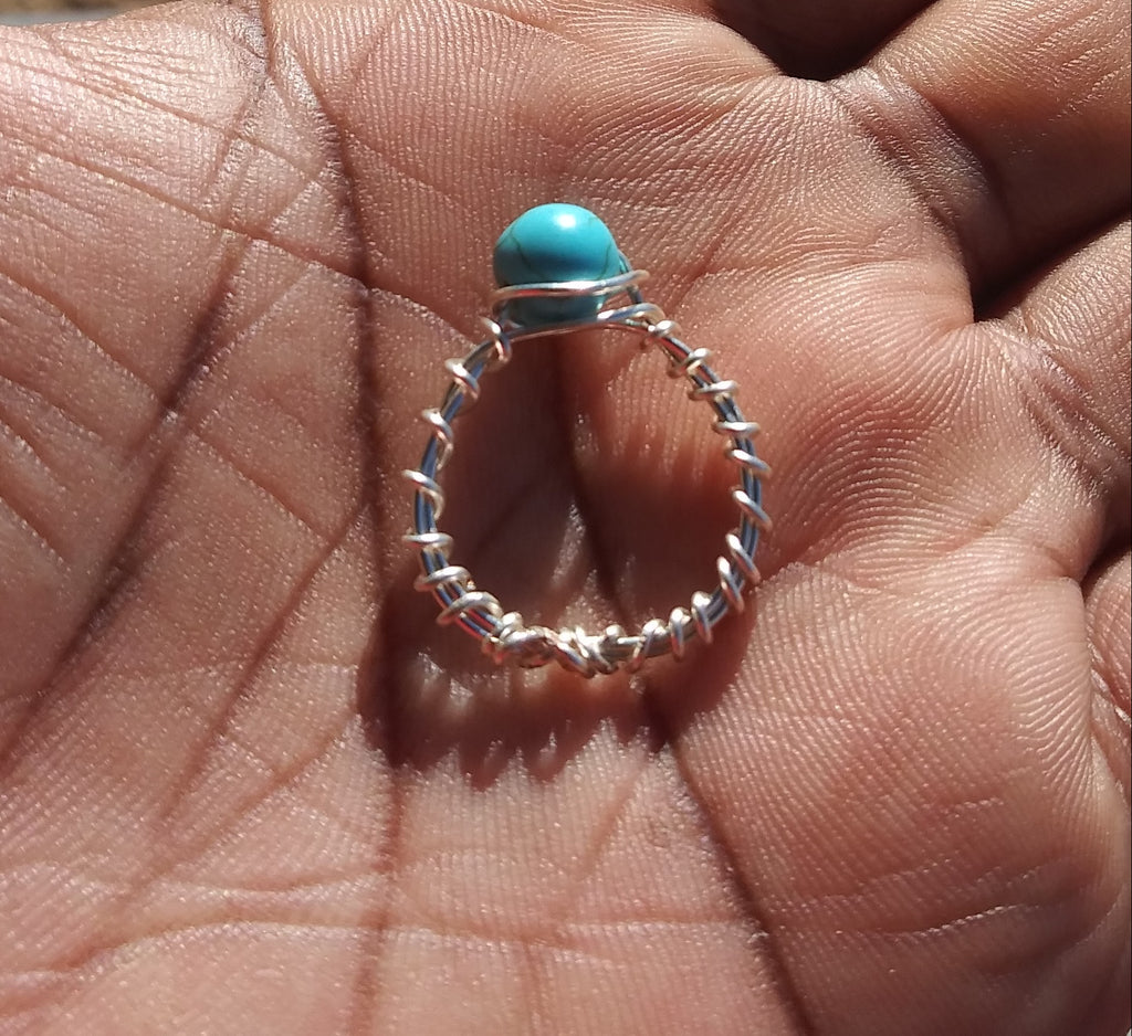 Turquoise Copper Wire Wrapped Ring