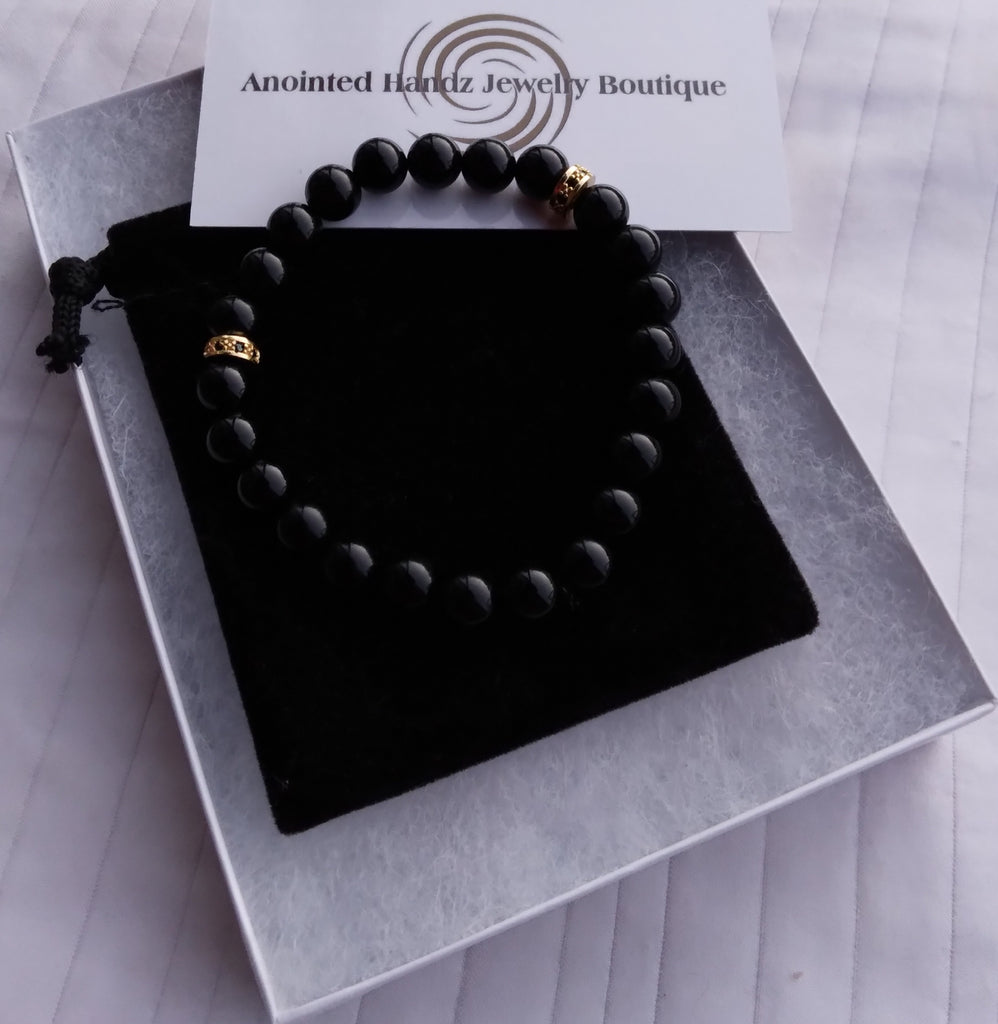HANDMADE Zircon Black Onyx Bracelet