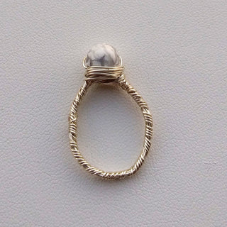 White Howlite Silver Wire Wrapped Ring