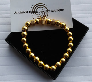 Gold Filled Hematite King Crown Bracelet
