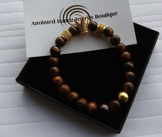 Brown Tiger's Eye King Crown Bracelet