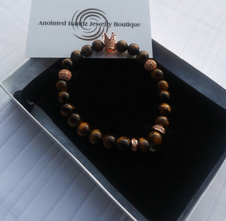 Rose Gold Brown Tigers Eye Bracelet