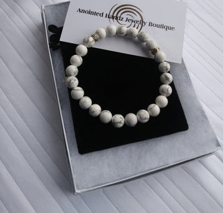 White Howlite Beaded Bracelet