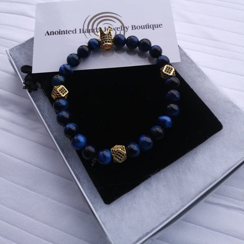 (Deep Blue) Tigers Eye Zircon bracelet