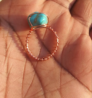 Turquoise Copper Wirewrapped Ring