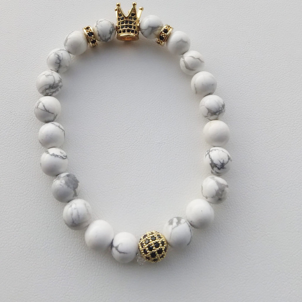 Black&Gold Zircon white howlite King crown