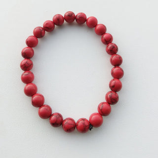 Single Red Turquoise beaded Bracelet