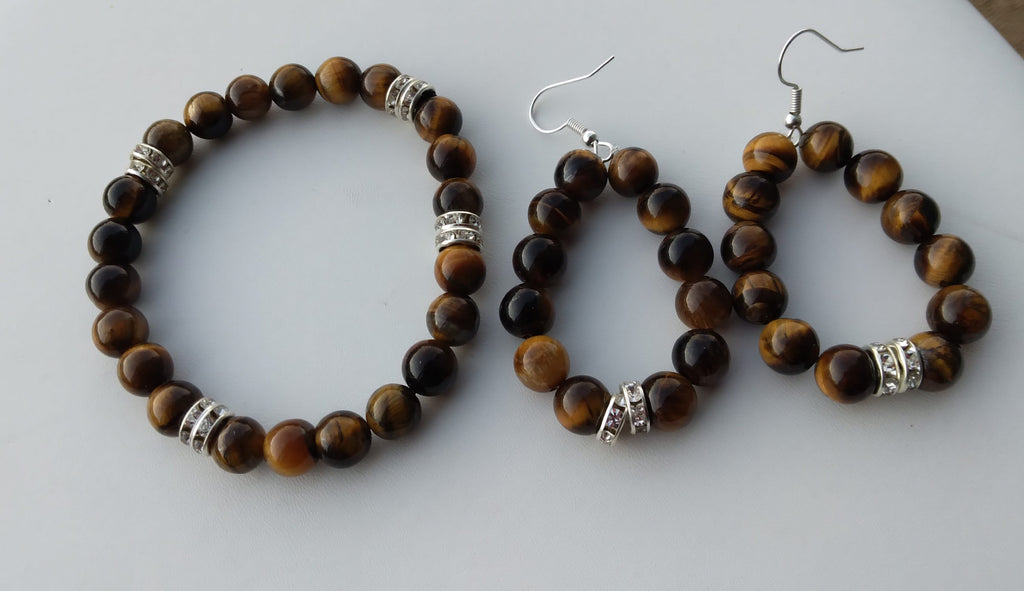 Swarovski Crystal Tigers eye bracelet -Set