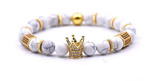 (Full Moon) White Howlite King Crown Bracelet