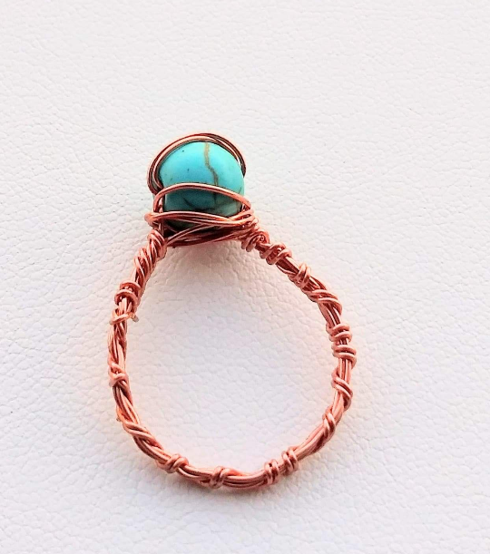 Turquoise Copper Wire Wrapped Ring