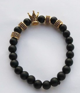 Black Zirconia (Matte) Agate King Crown Bracelet