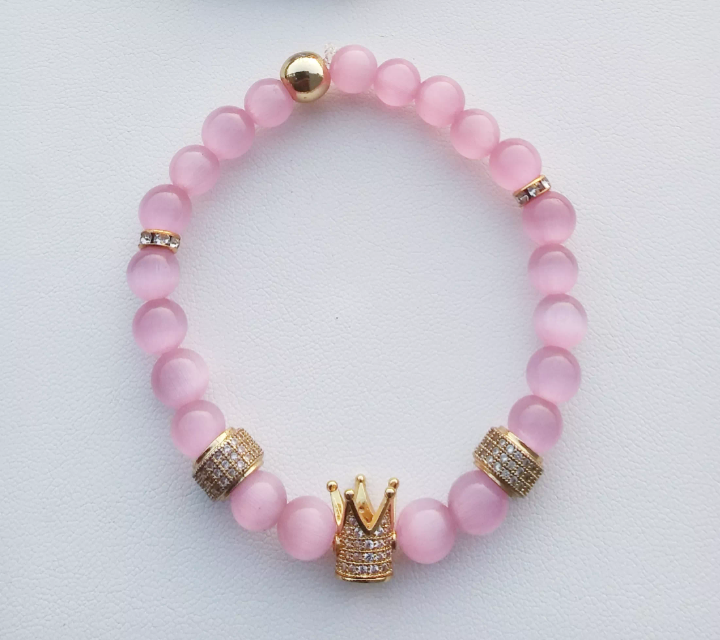 Pink Catz Eye Queen Crown Bracelet